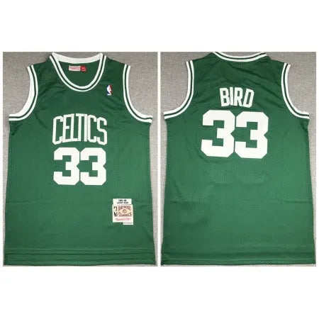 Men's Boston Celtics #33 Larry Bird 1985-86 Green Throwback Stitched Jersey
