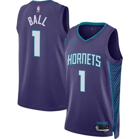 Men's Charlotte Hornets #1 LaMelo Ball
Purple Swingman Statement Edition Jersey