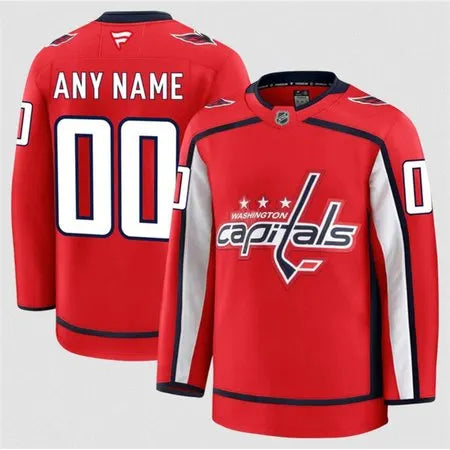 Men's Washington Capitals Custom Red 2024-25 Home Stitched Hockey Premium Jersey