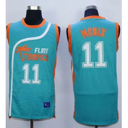 Flint Tropics #11 Ed Monix Blue Semi-Pro Movie Stitched Basketball Jersey