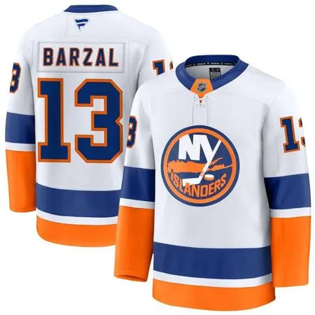 Men's New York Islanders #13 Mathew Barzal White Away Premium Jersey