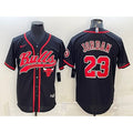 Men's Chicago Bulls #23 Michael Jordan Black Cool Base Stitched Baseball Jersey K517