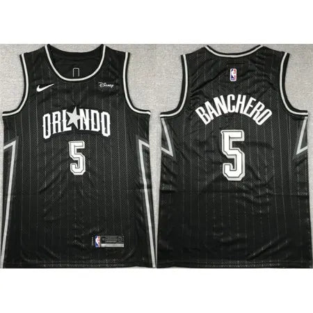 Men's Orlando Magic #5 Paolo Banchero Black Icon Edition Stitched Swingman Jersey F6PD