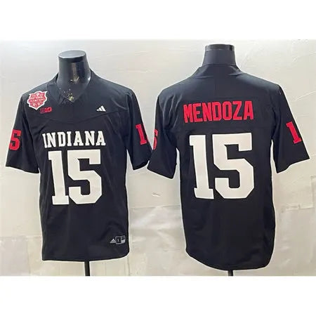 Men's Indiana Hoosiers #15 Fernando Mendoza Black 2025 National Champions Patch Vapor F.U.S.E. Limited Jersey