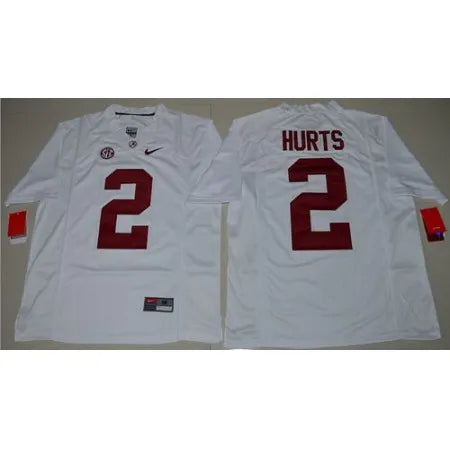 Crimson Tide #2 Jalen Hurts White Limited Stitched NCAA Jersey