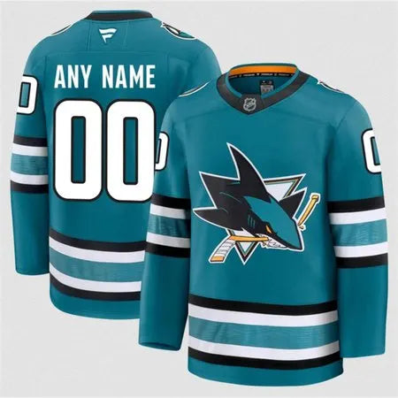 Men's San Jose Sharks Custom Teal 2024-25 Home Stitched Hockey Premium Jersey