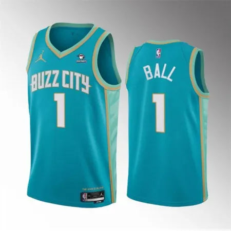 Men's Charlotte Hornets #1 LaMelo Ball Teal 2023-24 City Edition
Stitched Basketball Jersey