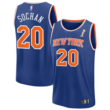 Youth New York Knicks #20 Jeremy Sochan Blue 2026 NBA Finals Champions Fast Break Icon Edition Jersey