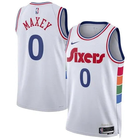 Unisex Philadelphia 76ers Tyrese Maxey
White 2024/25 Swingman Player Jersey - City Edition