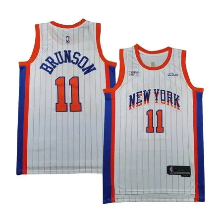 Men's New York Knicks #11 Jalen Brunson White Stitched Basketball Jersey WAKR
