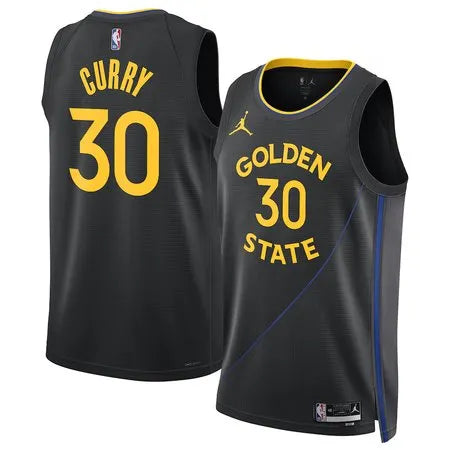 Men's Golden State Warriors #30 Stephen Curry Jordan Brand Black 2024/25 Swingman Statement Edition Jersey
