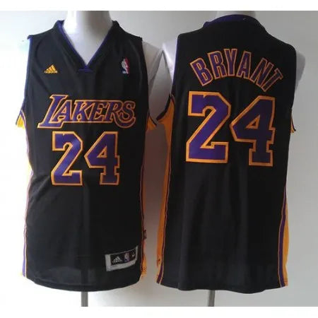 Lakers #24 Kobe Bryant Black Purple Number Hollywood Nights Stitched NBA Jersey