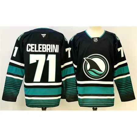 Men's San Jose Sharks #71 Macklin Celebrini Black 2024-25 Alternate Stitched Hockey Premium Jersey