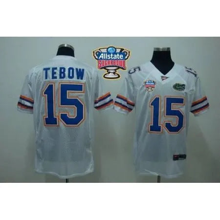 Gators #15 Tim Tebow White Allstate Sugar Bowl Stitched NCAA Jersey