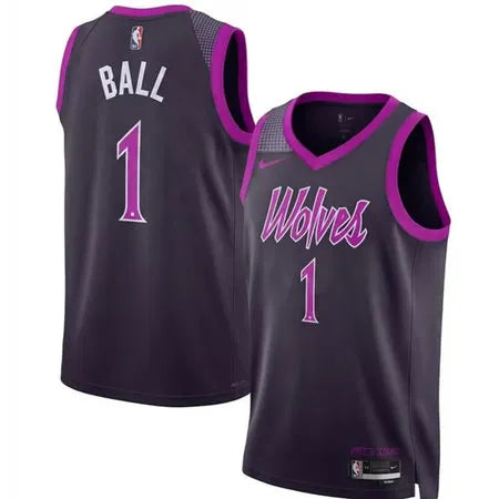Youth Minnesota Timberwolves #1 LaMelo Ball 2026 Purple City Edition Jersey