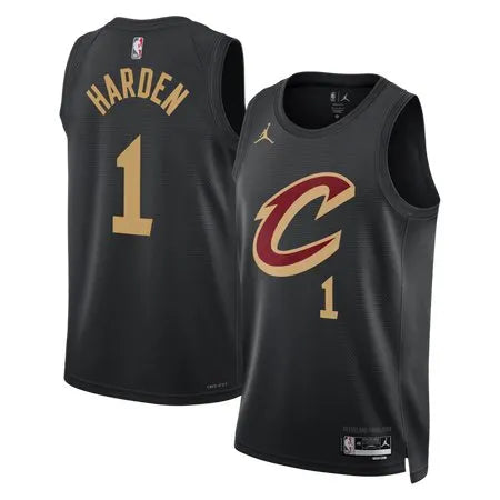 Men's Cleveland Cavaliers #1 James Harden Black Swingman Statement Edition Jersey