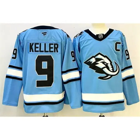 Men's Utah Mammoth #9 Clayton Keller Blue 2025 With C Patch Stitched Premium Jersey