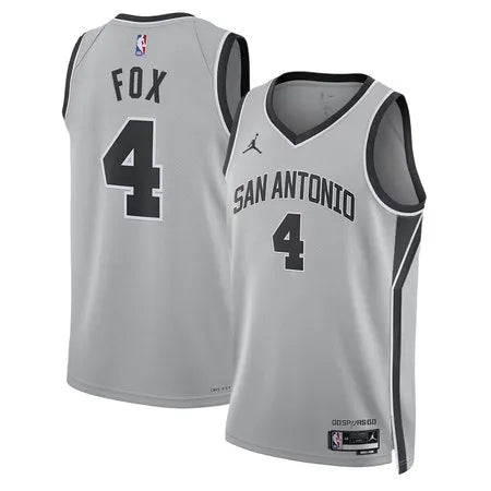 Men's San Antonio Spurs #4 De Aaron Fox Grey 2025/26 Statement Edition Jersey