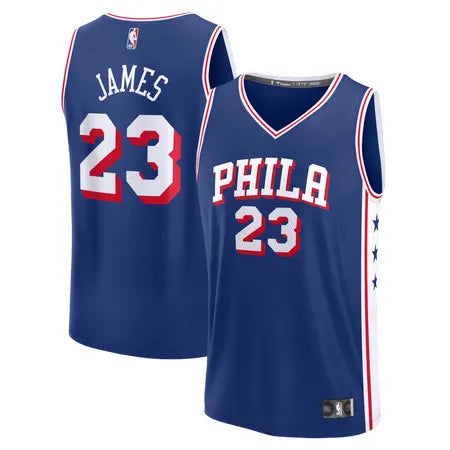Men's Philadelphia 76ers #23 LeBron James Royal Fast Break Icon Edition Jersey