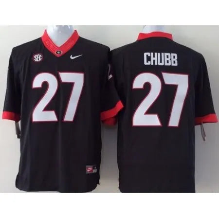 Bulldogs #27 Nick Chubb Black Stitched Youth NCAA Jersey